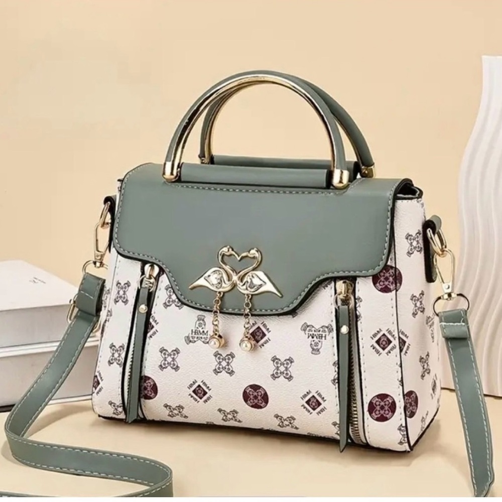 Green printed mini bag
